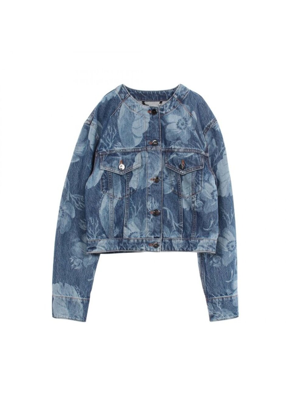 Fendi Denim Jacket Floral Cropped Cotton